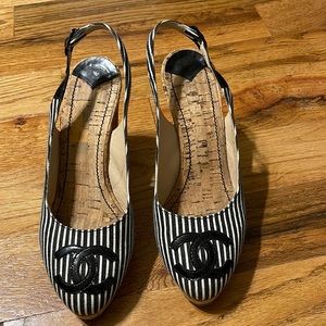 Chanel shoes. Navy stripe